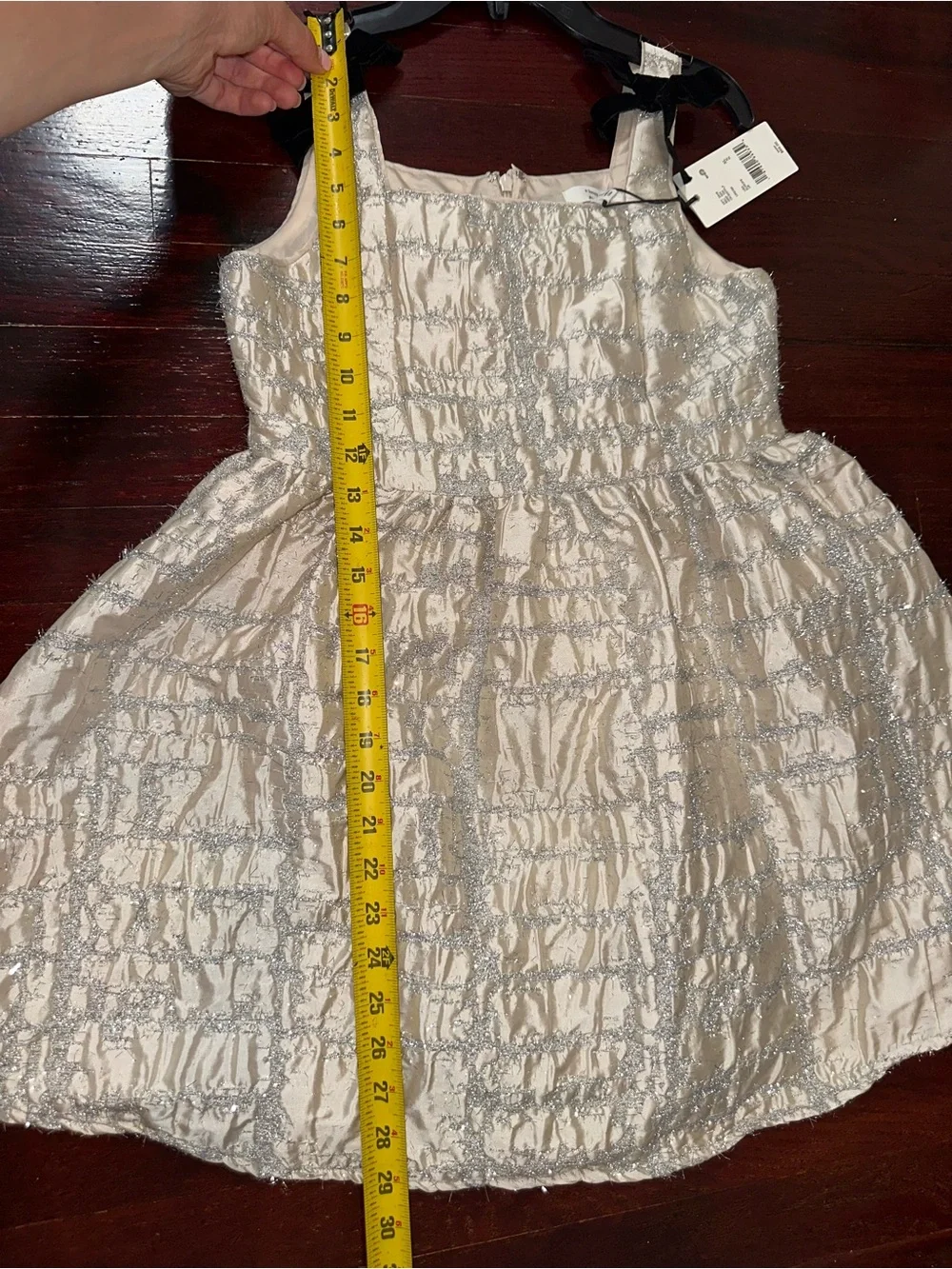 a Loves a Girls Cream Metallic Patterned Tie-Shoulder Party Dress Size XL